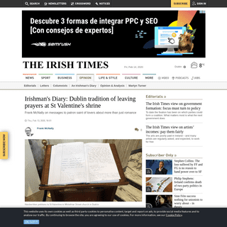 A complete backup of www.irishtimes.com/opinion/irishman-s-diary-dublin-tradition-of-leaving-prayers-at-st-valentine-s-shrine-1.