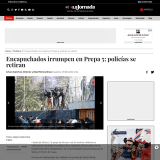 A complete backup of www.jornada.com.mx/ultimas/politica/2020/02/27/encapuchados-irrumpen-en-prepa-5-policias-se-retiran-8741.ht