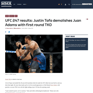 UFC 247 results- Justin Tafa demolishes Juan Adams with first round TKOÂ  - MMA Fighting