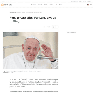 A complete backup of www.reuters.com/article/us-pope-generalaudience-lent-insults/pope-to-catholics-for-lent-give-up-trolling-id