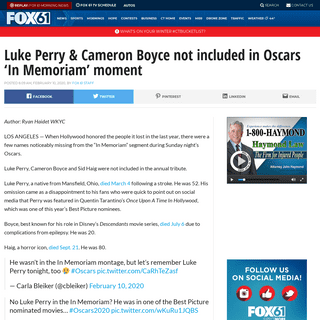 A complete backup of fox61.com/2020/02/10/luke-perry-cameron-boyce-not-included-in-oscars-in-memoriam-moment/