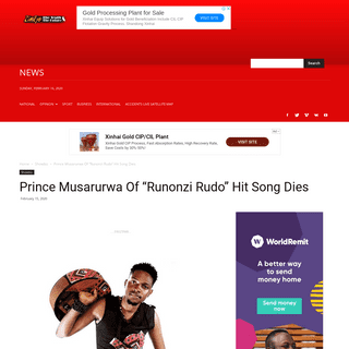 A complete backup of www.zimeye.net/2020/02/15/prince-musarurwa-of-ndiro-rudo-hit-song-dies/