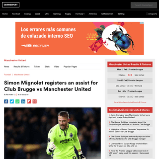 Simon Mignolet registers an assist for Club Brugge vs Manchester United - GiveMeSport