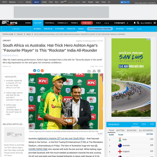 A complete backup of sports.ndtv.com/cricket/south-africa-vs-australia-hat-trick-hero-ashton-agars-favourite-player-is-this-rock
