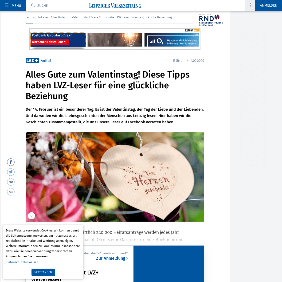 A complete backup of www.lvz.de/Leipzig/Lokales/Alles-Gute-zum-Valentinstag!-Diese-Tipps-haben-LVZ-Leser-fuer-eine-glueckliche-B