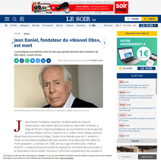 A complete backup of www.lesoir.be/281564/article/2020-02-20/jean-daniel-fondateur-du-nouvel-obs-est-mort
