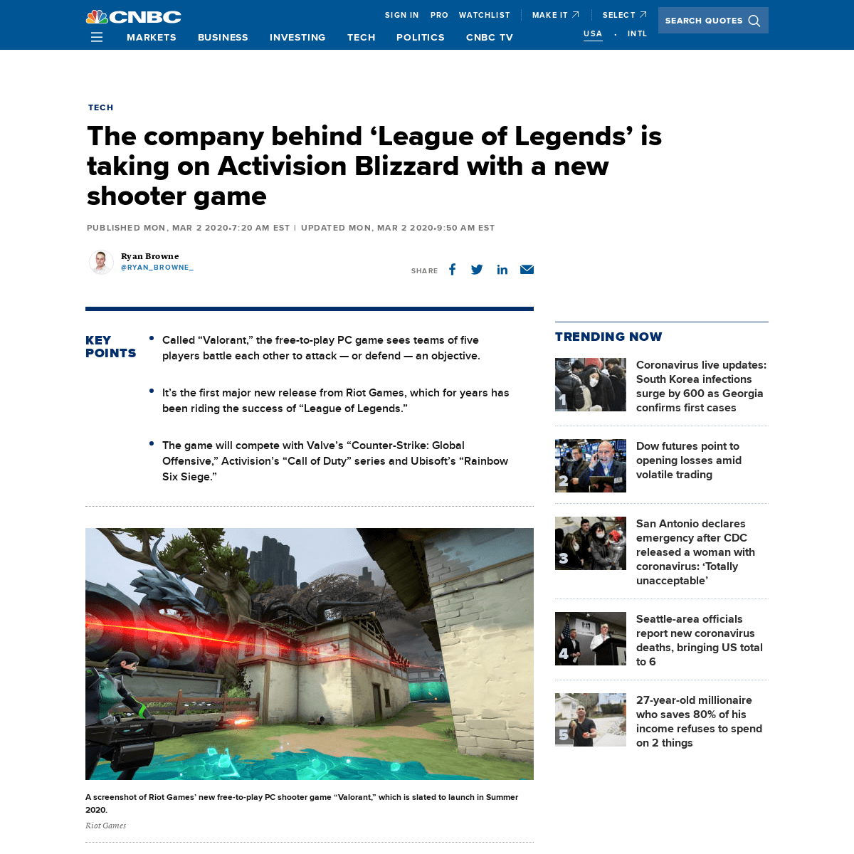 A complete backup of www.cnbc.com/2020/03/02/riot-games-reveals-tactical-fps-game-valorant-to-take-on-activision.html