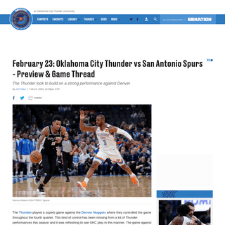 A complete backup of www.welcometoloudcity.com/2020/2/23/21149506/february-23-oklahoma-city-thunder-vs-san-antonio-spurs-preview