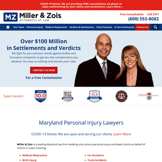 Baltimore, Maryland Personal Injury Lawyer - Car Accident & Medical Malpractice Attorneys - Miller & Zois