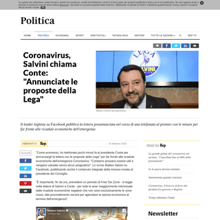 Coronavirus, Salvini chiama Conte- -Annunciate le proposte della Lega- - la Repubblica