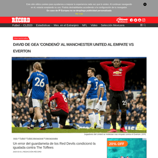 David de Gea 'condenÃ³' al Manchester United al empate vs Everton - RÃ‰CORD