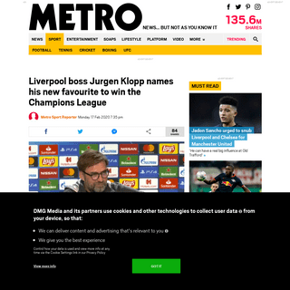 A complete backup of metro.co.uk/2020/02/17/liverpool-jurgen-klopp-champions-league-favourite-psg-12256915/