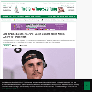 Eine einzige LiebeserklÃ¤rung- Justin Biebers neues Album â€žChangesâ€œ erschienen - Tiroler Tageszeitung Online â€“ Nachrichten