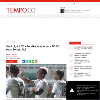 Hasil Liga 1- Tira Persikabo vs Arema FC 0-2, Yudo Borong Gol - Bola Tempo.co