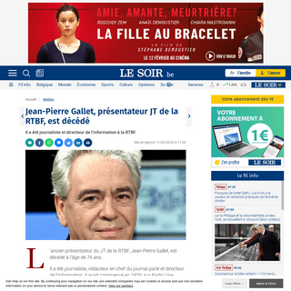 A complete backup of www.lesoir.be/279048/article/2020-02-11/jean-pierre-gallet-presentateur-jt-de-la-rtbf-est-decede