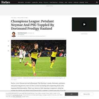 Champions League- Petulant Neymar And PSG Toppled By Dortmund Prodigy Haaland