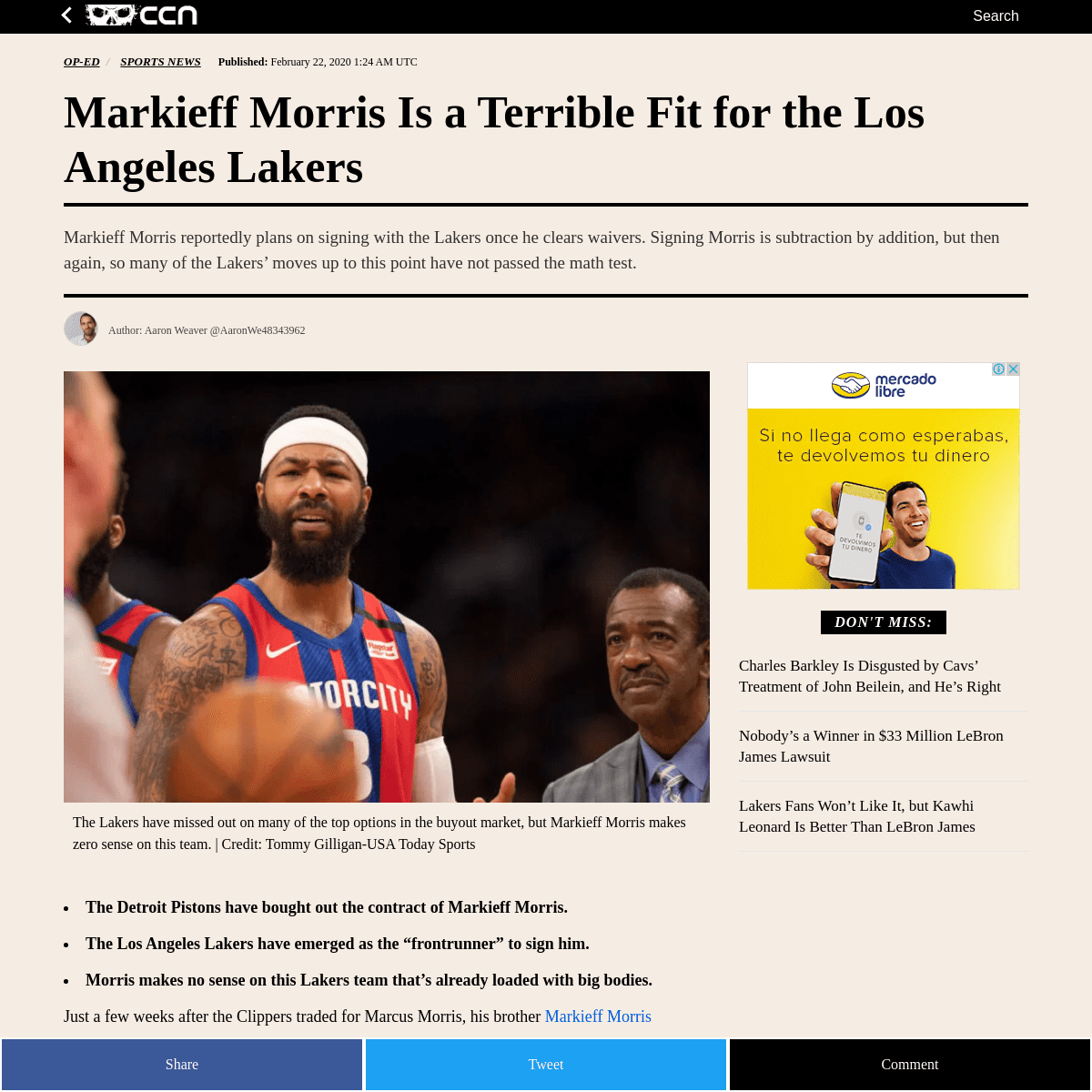 A complete backup of www.ccn.com/markieff-morris-is-a-terrible-fit-for-the-los-angeles-lakers/