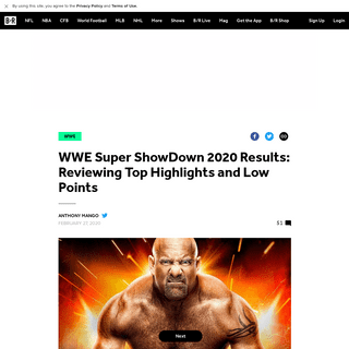 A complete backup of bleacherreport.com/articles/2877719-wwe-super-showdown-2020-results-reviewing-top-highlights-and-low-points