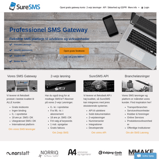 SMS GATEWAY-professionel lÃ¸sning. 0,- opstart-abn. SMS gateway