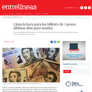 A complete backup of www.entrelineas.info/articulo/1066/25110/llega-la-hora-para-los-billetes-de-5-pesos-ultimos-dias-para-usarl