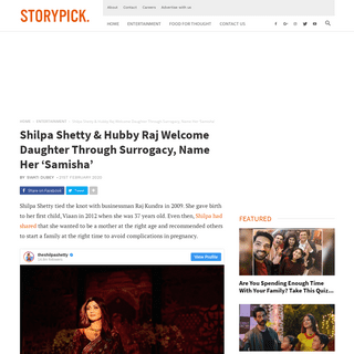 A complete backup of www.storypick.com/shilpa-shetty-daughter-through-surrogacy/