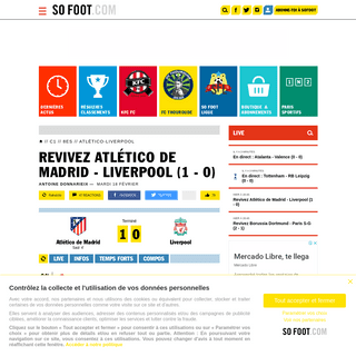 A complete backup of www.sofoot.com/en-direct-atletico-de-madrid-liverpool-480207.html