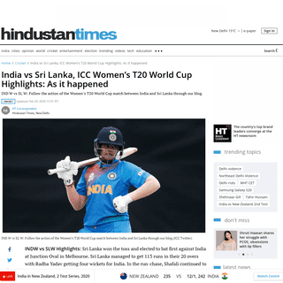 India vs Sri Lanka, ICC Womenâ€™s T20 World Cup Highlights- As it happened - cricket - Hindustan Times