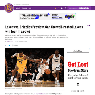 A complete backup of www.silverscreenandroll.com/2020/2/21/21146714/lakers-vs-grizzlies-preview-game-thread-starting-time-tv-sch