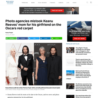 Photo agencies mistook Keanu Reeves' mom for his girlfriend on the Oscars red carpet, Business Insider - Business Insider Singap