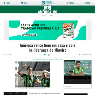 AmÃ©rica vence bem em casa e cola na lideranÃ§a do Mineiro - Gazeta Esportiva