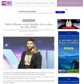 Pablo AlborÃ¡n revelÃ³ detalles de su show de ViÃ±a 2020