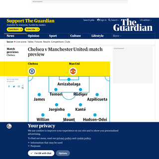 A complete backup of www.theguardian.com/football/2020/feb/15/chelsea-manchester-united-match-preview