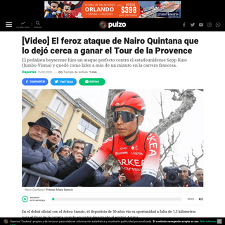 [Video] El feroz ataque de Nairo Quintana que lo dejÃ³ cerca a ganar el Tour de la Provence