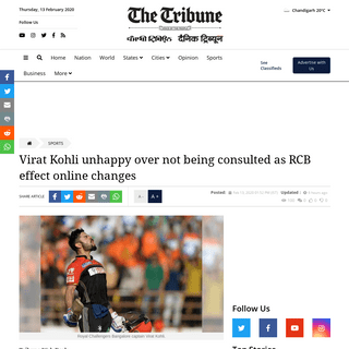 A complete backup of www.tribuneindia.com/news/virat-kohli-unhappy-over-not-being-consulted-as-rcb-effect-online-changes-41202