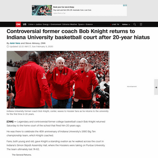 Controversial former coach Bob Knight returns to Indiana University court after 20-year hiatus - CNN