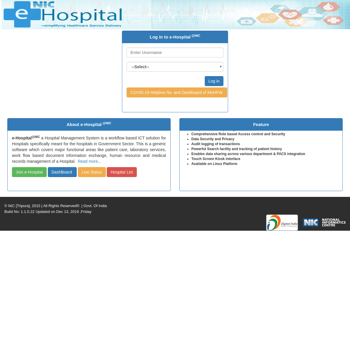 A complete backup of ehospital.gov.in