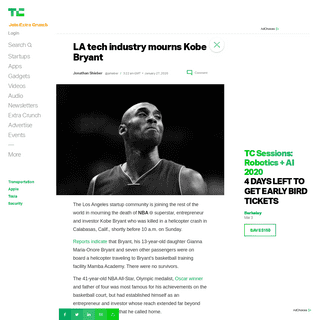 LA tech industry mourns Kobe Bryant - TechCrunch