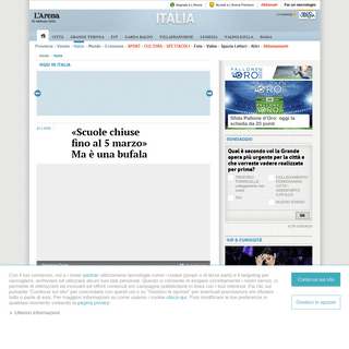 A complete backup of www.larena.it/home/italia/scuole-chiuse-fino-al-5-marzo-ma-%C3%A8-una-bufala-1.7960709