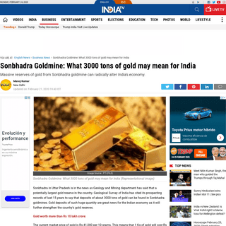 A complete backup of www.indiatvnews.com/business/news-sonbhadra-goldmine-3000-tons-of-gold-indian-economy-591183