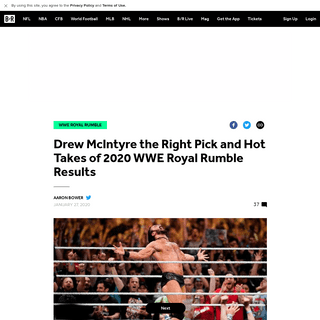 A complete backup of bleacherreport.com/articles/2873316-drew-mcintyre-the-right-pick-and-hot-takes-of-2020-wwe-royal-rumble-res