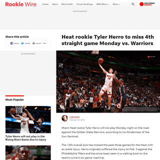 A complete backup of therookiewire.usatoday.com/2020/02/10/tyler-herro-ankle-injury-update-monday-golden-state-warriors-nba-line