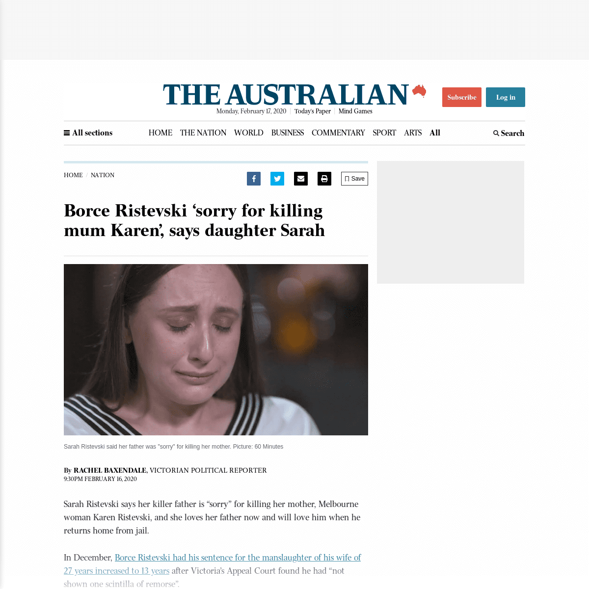 A complete backup of www.theaustralian.com.au/nation/borce-ristevski-sorry-for-killing-mum-karen-says-daughter-sarah/news-story/