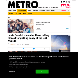 A complete backup of metro.co.uk/2020/02/19/lewis-capaldi-comes-calling-drink-brit-awards-imagine-drink-night-off-12268614/