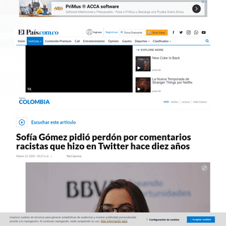 A complete backup of www.elpais.com.co/colombia/sofia-gomez-pidio-perdon-por-comentarios-racistas-que-hizo-en-twitter-hace-diez-