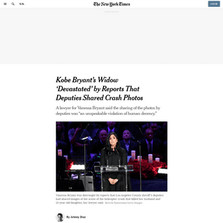 Kobe Bryantâ€™s Widow â€˜Devastatedâ€™ by Reports That Deputies Shared Crash Photos - The New York Times