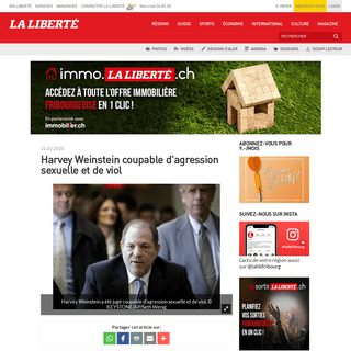 A complete backup of www.laliberte.ch/news-agence/detail/harvey-weinstein-coupable-d-agression-sexuelle-et-de-viol/555207