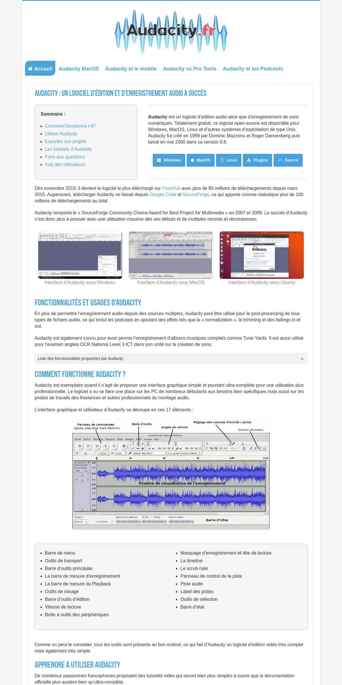 A complete backup of audacity.fr