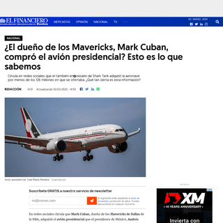 A complete backup of www.elfinanciero.com.mx/nacional/el-dueno-de-los-mavericks-mark-cuban-compro-el-avion-presidencial-esto-es-