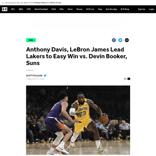 Anthony Davis, LeBron James Lead Lakers to Easy Win vs. Devin Booker, Suns - Bleacher Report - Latest News, Videos and Highlight