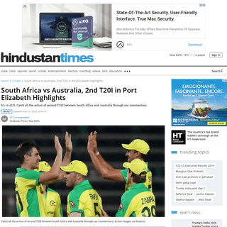 South Africa vs Australia, 2nd T20I in Port Elizabeth Highlights - cricket - Hindustan Times